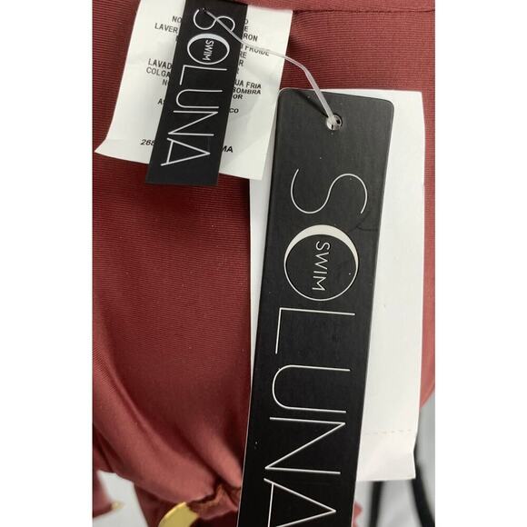 NWT Soluna Sz S Cocoa Buckle Up Gold Ring One Piece Swimsuit Bathing Suit NEW - Picture 5 of 7